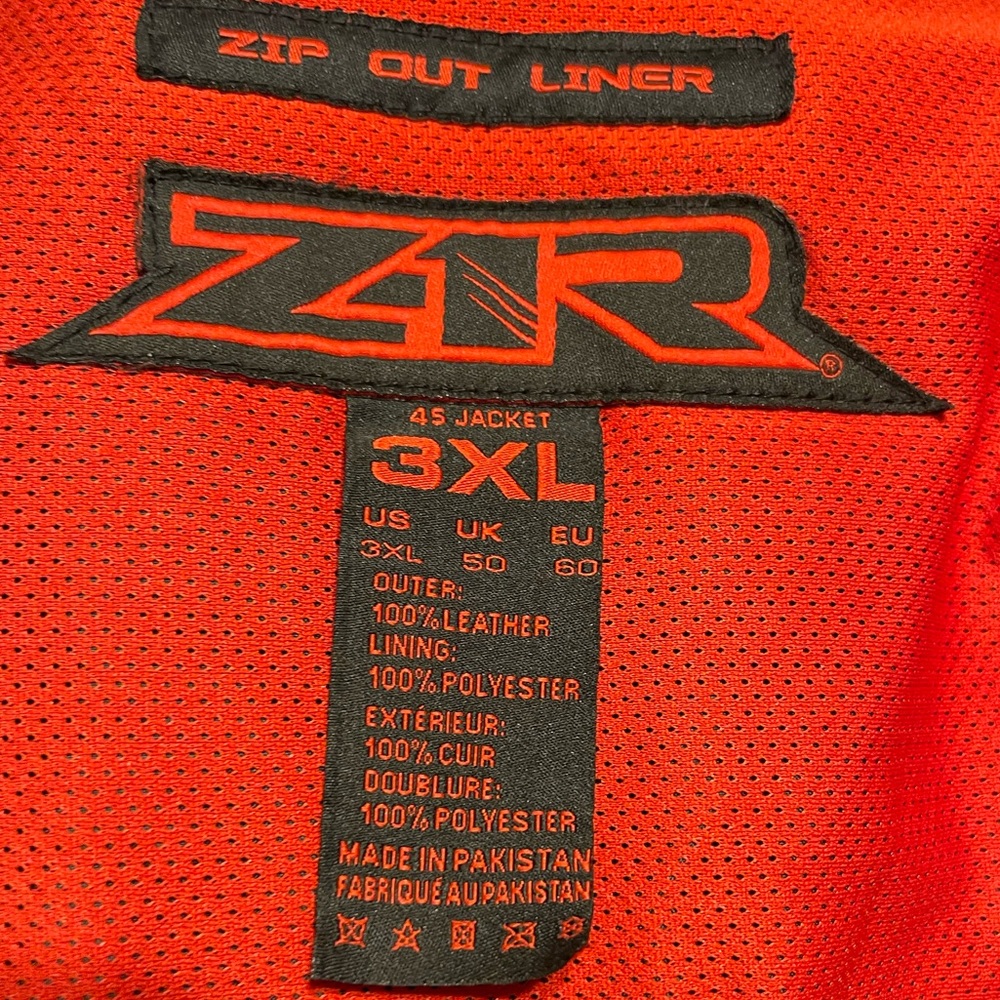 ZIR LEATHER MOTORCYCLE JACKET 3X - Picture 12 of 12